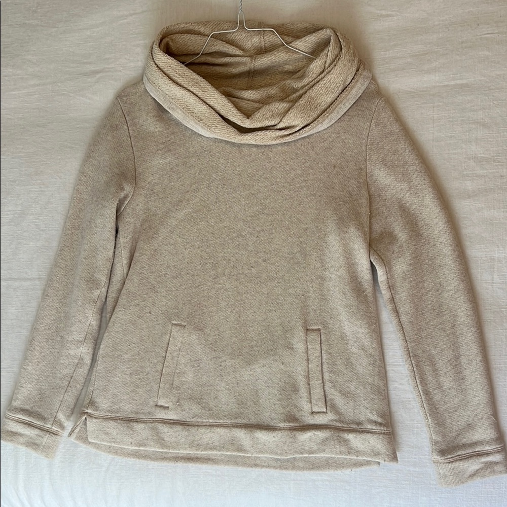 Cream Cowl Neck Sweater with Relaxed Fit